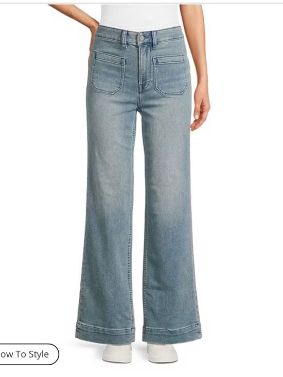 Faherty Denim - Faherty Stretch Terry High Rise Wide Leg Front Patch Pocket Jeans- Size 24